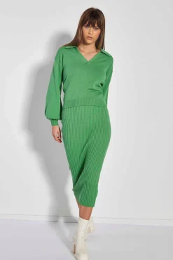 Glamorous Workwear|Glamorous Care: Our Sustainable Collection|Care Apple Green Knitted Jumper with Collar -