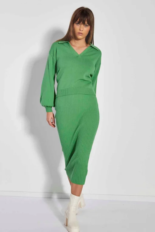 Glamorous Workwear|Glamorous Care: Our Sustainable Collection|Care Apple Green Knitted Jumper with Collar -