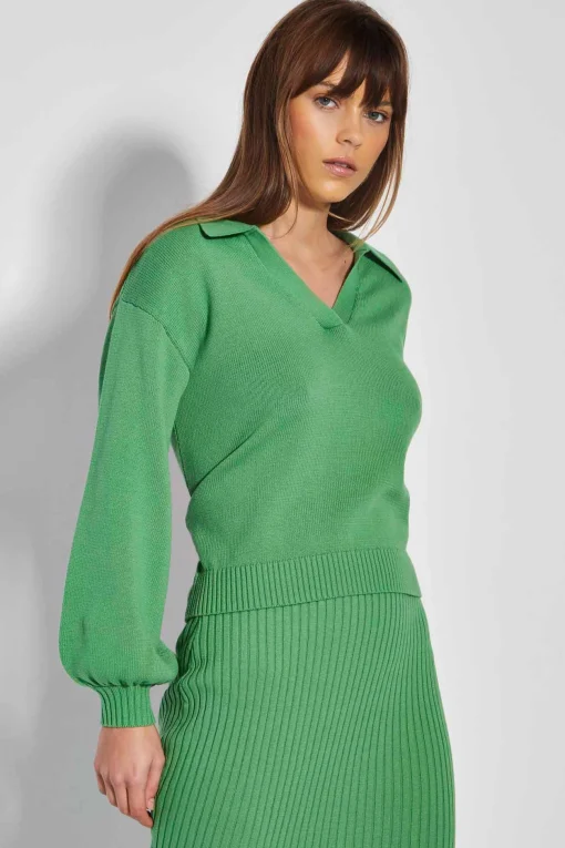 Glamorous Workwear|Glamorous Care: Our Sustainable Collection|Care Apple Green Knitted Jumper with Collar -