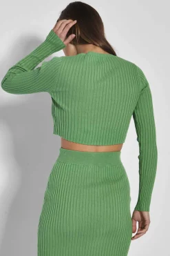 Glamorous Glamorous Care: Our Sustainable Collection|Co-ords|Care Apple Green Rib Knit Long Sleeve Crop Top -