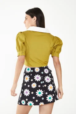 Glamorous Glamorous Care: Our Sustainable Collection|Mini Skirts|Care Black Daisy Print Side Split Mini Skirt -