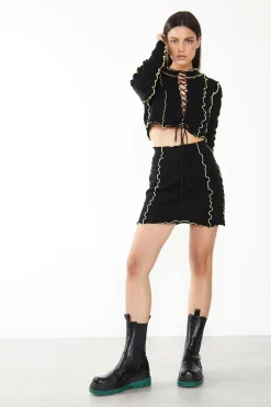 Glamorous Going Out Skirts|Glamorous Care: Our Sustainable Collection|Care Black Exposed Seam Mini Skirt -