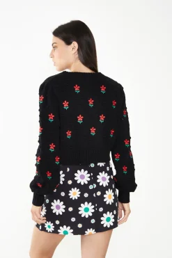 Glamorous Glamorous Care: Our Sustainable Collection|Cardigans|Care Black Floral Button Up Cardigan -