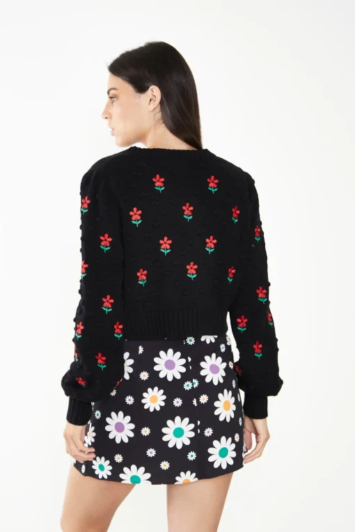 Glamorous Glamorous Care: Our Sustainable Collection|Cardigans|Care Black Floral Button Up Cardigan -