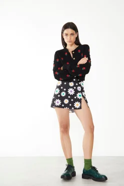 Glamorous Glamorous Care: Our Sustainable Collection|Cardigans|Care Black Floral Button Up Cardigan -