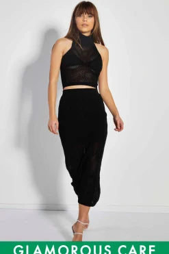 Glamorous Glamorous Care: Our Sustainable Collection|Co-ords|Care Black Knitted Midi Skirt -