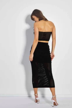 Glamorous Glamorous Care: Our Sustainable Collection|Co-ords|Care Black Knitted Midi Skirt -