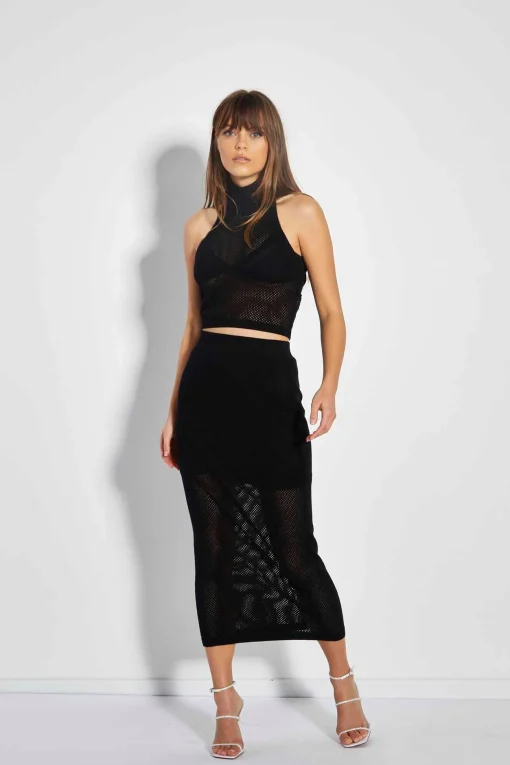 Glamorous Glamorous Care: Our Sustainable Collection|Co-ords|Care Black Knitted Midi Skirt -