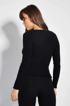 Glamorous Glamorous Care: Our Sustainable Collection|Co-ords|Care Black Tie Front Rib Knit Cardigan -