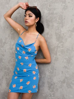 Glamorous Day Dresses|Glamorous Care: Our Sustainable Collection|Care Blue Orange Floral Mini Dress -