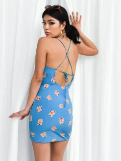 Glamorous Day Dresses|Glamorous Care: Our Sustainable Collection|Care Blue Orange Floral Mini Dress -