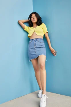 Glamorous Glamorous Care: Our Sustainable Collection|Denim Skirts|Care Blue Wash Denim Mini Skirt -