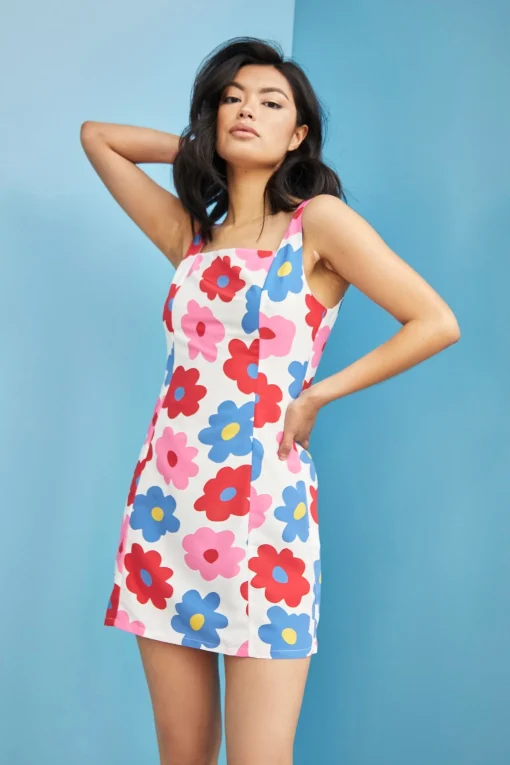 Glamorous Day Dresses|Glamorous Care: Our Sustainable Collection|Care Bright Large Floral Square Neck Mini Dress -