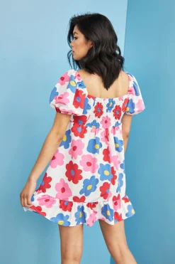 Glamorous Day Dresses|Glamorous Care: Our Sustainable Collection|Care Bright Large Floral Puff Shoulder Mini Dress -