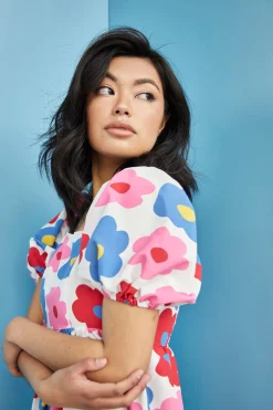 Glamorous Day Dresses|Glamorous Care: Our Sustainable Collection|Care Bright Large Floral Puff Shoulder Mini Dress -