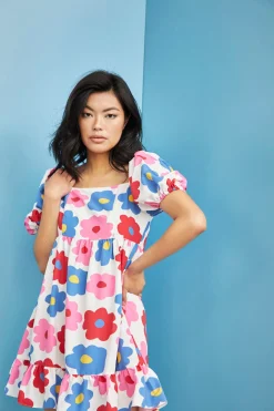 Glamorous Day Dresses|Glamorous Care: Our Sustainable Collection|Care Bright Large Floral Puff Shoulder Mini Dress -