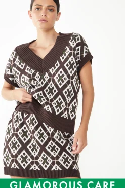Glamorous Glamorous Care: Our Sustainable Collection|Co-ords|Care Brown Geometric Mini Skirt -