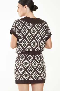 Glamorous Glamorous Care: Our Sustainable Collection|Co-ords|Care Brown Geometric Mini Skirt -