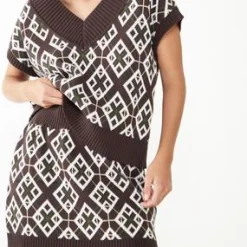 Glamorous Mini Skirts|Care Brown Geometric Mini Skirt -