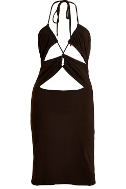 Glamorous Mini Dresses|Mini Dresses|Care Brown Open Back Detail Mini Dress -