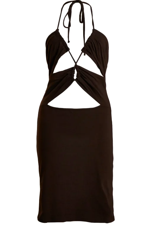 Glamorous Mini Dresses|Mini Dresses|Care Brown Open Back Detail Mini Dress -