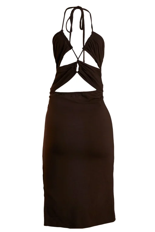 Glamorous Mini Dresses|Mini Dresses|Care Brown Open Back Detail Mini Dress -