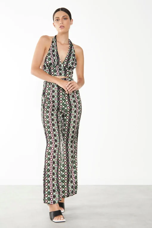 Glamorous Going Out Tops|Glamorous Care: Our Sustainable Collection|Care Geometric Print Halter Neck Top -