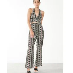 Glamorous Flares|Care Geometric Print Flared Trousers -