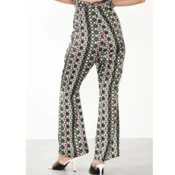 Glamorous Flares|Care Geometric Print Flared Trousers -