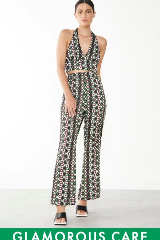 Glamorous Glamorous Care: Our Sustainable Collection|Flares|Care Geometric Print Flared Trousers -