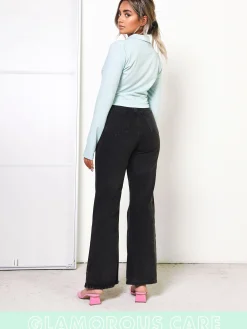 Glamorous Blouses & Shirts|Care Light Blue Cropped Collar Shirt -