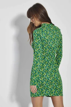 Glamorous Day Dresses|Glamorous Care: Our Sustainable Collection|Care Lime Blue Floral Ruched Front Mini Dress -