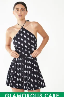 Glamorous Going Out Tops|Glamorous Care: Our Sustainable Collection|Care Logo Print Halter Neck Top -