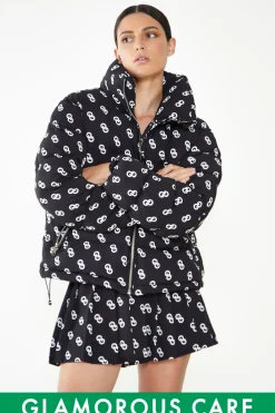 Glamorous Glamorous Care: Our Sustainable Collection|Puffer Jackets|Care Logo Print Padded Puffer Jacket -