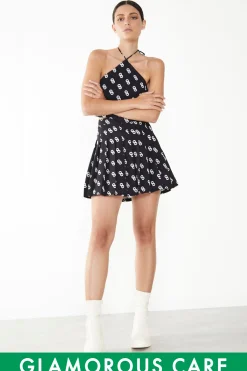 Glamorous Glamorous Care: Our Sustainable Collection|Co-ords|Care Logo Print Pleated Mini Skirt -