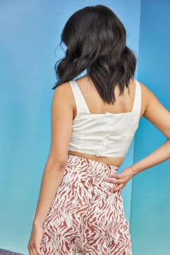 Glamorous Glamorous Care: Our Sustainable Collection|Care Off White Satin Crop Top -