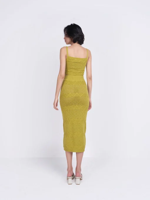 Glamorous Glamorous Care: Our Sustainable Collection|Knitted Co-ords|Care Olive Green Midi Knitted Skirt -