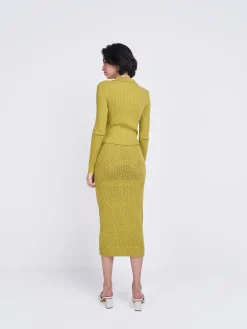 Glamorous Glamorous Care: Our Sustainable Collection|Knitted Co-ords|Care Olive Green Collar Top -