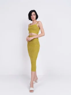Glamorous Glamorous Care: Our Sustainable Collection|Knitted Co-ords|Care Olive Green Cropped Knitted Top -