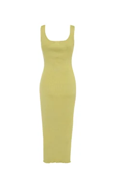 Glamorous Glamorous Care: Our Sustainable Collection|Knitted Dresses|Care Olive Knit Square Neck Midi Dress -