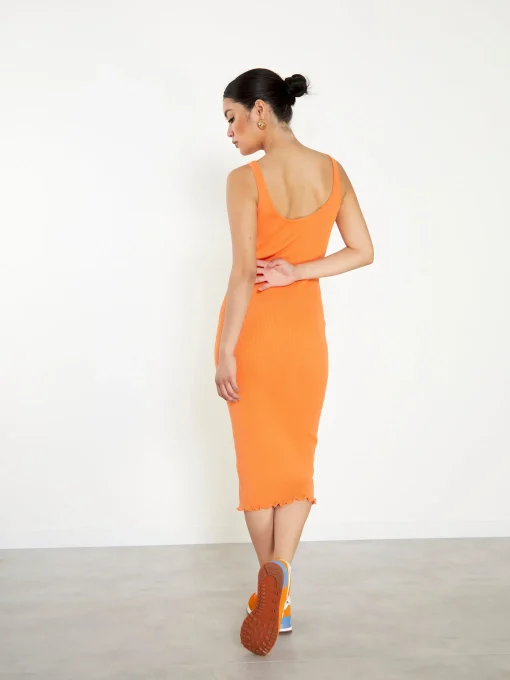 Glamorous Glamorous Care: Our Sustainable Collection|Midi & Midaxi Dresses|Care Orange Ribbed Midi Dress -