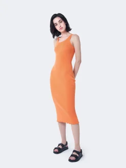 Glamorous Glamorous Care: Our Sustainable Collection|Midi & Midaxi Dresses|Care Orange Ribbed Midi Dress -