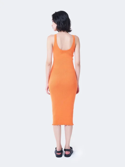 Glamorous Glamorous Care: Our Sustainable Collection|Midi & Midaxi Dresses|Care Orange Ribbed Midi Dress -