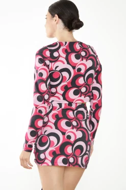 Glamorous Going Out Tops|Glamorous Care: Our Sustainable Collection|Care Pink Circle Print Drawstring Ruched Crop Top -