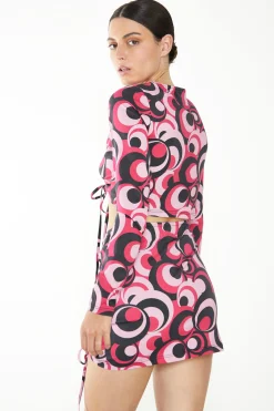 Glamorous Going Out Skirts|Glamorous Care: Our Sustainable Collection|Care Pink Circle Print Drawstring Ruched Mini Skirt -