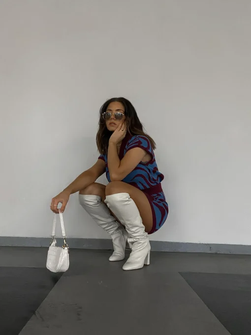 Glamorous Glamorous Care: Our Sustainable Collection|Co-ords|Care Plum Stone Blue Marble Printed Sleeveless Jumper -