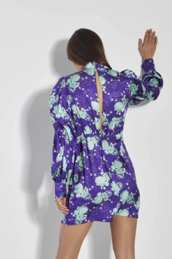 Glamorous Glamorous Care: Our Sustainable Collection|Mini Dresses|Care Purple Green Floral Puff Sleeve Mini Dress -
