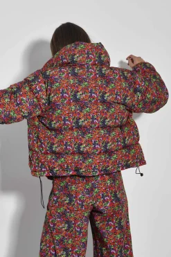 Glamorous Glamorous Care: Our Sustainable Collection|Puffer Jackets|Care Purple Orange Ditsy Padded Puffer Coat -