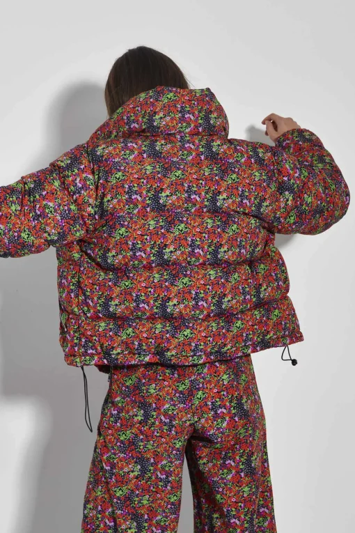 Glamorous Glamorous Care: Our Sustainable Collection|Puffer Jackets|Care Purple Orange Ditsy Padded Puffer Coat -