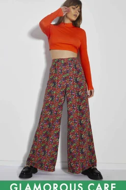 Glamorous Glamorous Care: Our Sustainable Collection|Co-ords|Care Purple Orange Ditsy Wide Leg Trousers -